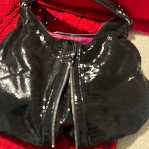 Glossy Black Women's Hobo Bag